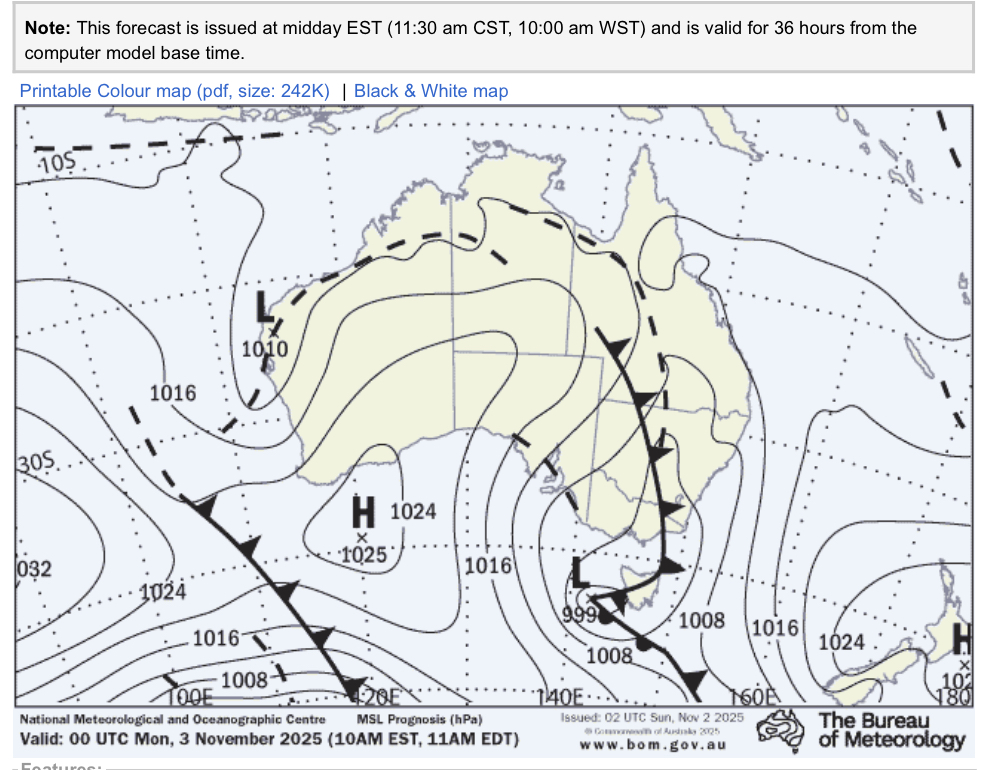 Synoptic Chart 2 Nov 2025